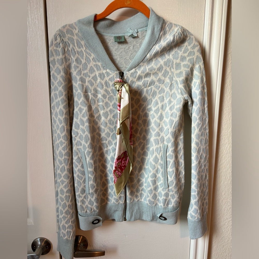 Anthropologie knit sweater jacket with scarf included.